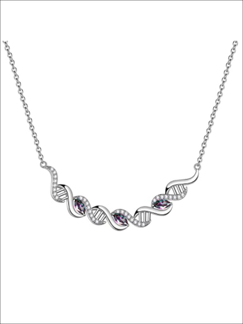 DNA Helix Pendant Necklace 925 Sterling Silver Science Chemistry Jewelry